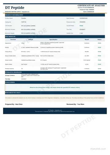 CART10 COA