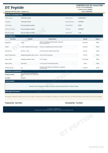 Triptorelln Acetate COA